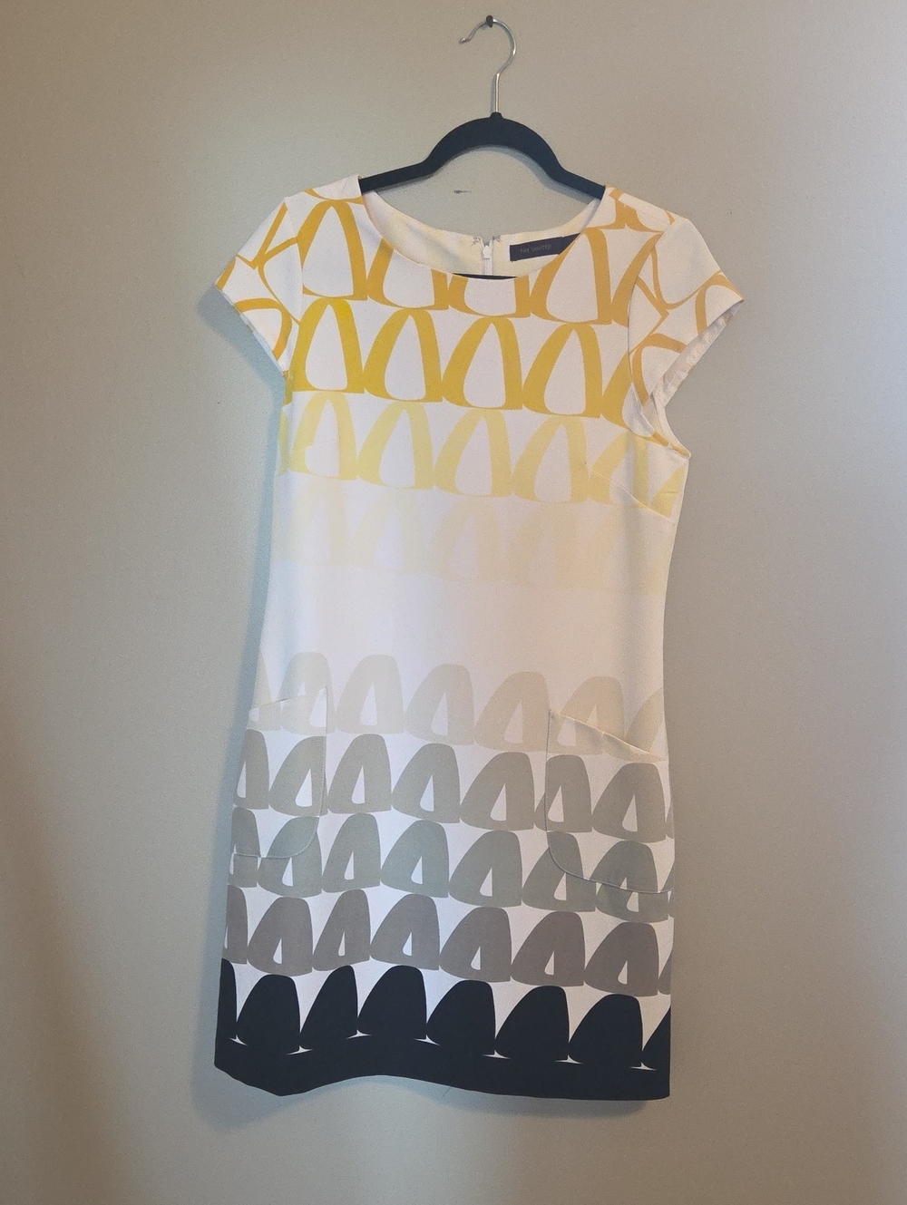 The Limited White & Yellow Patterned Shift Dress